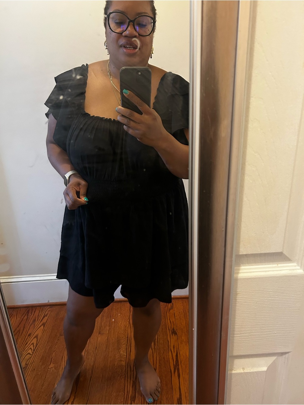 Black Ruffle Romper
